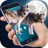 Wolf on Screen Hunting Wolf in Phone Joke
