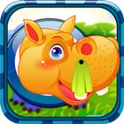 Cute hippo care icon