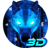 motyw klawiatury Animowany, lodowy wilk 3D