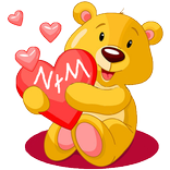 Sticky teddy bear love heart