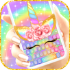 Rainbow Pink Rose Unicorn Keyb APK